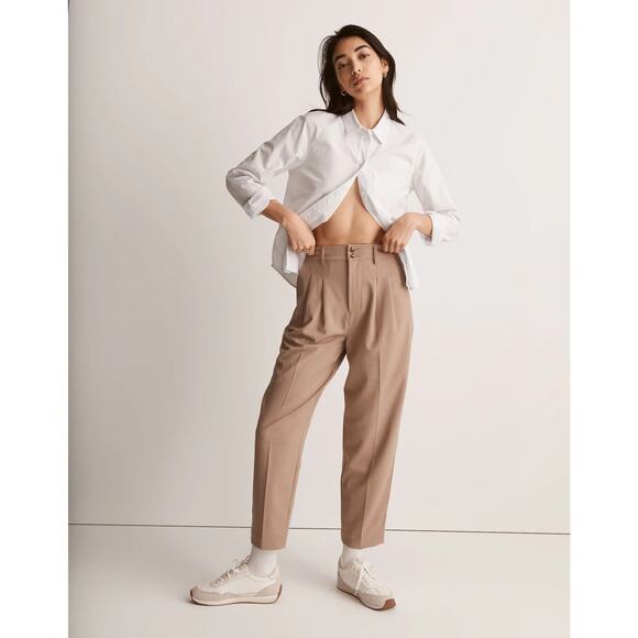 Madewell khaki Classic Pleated Tapered Pants size 30 - Picture 1 of 10